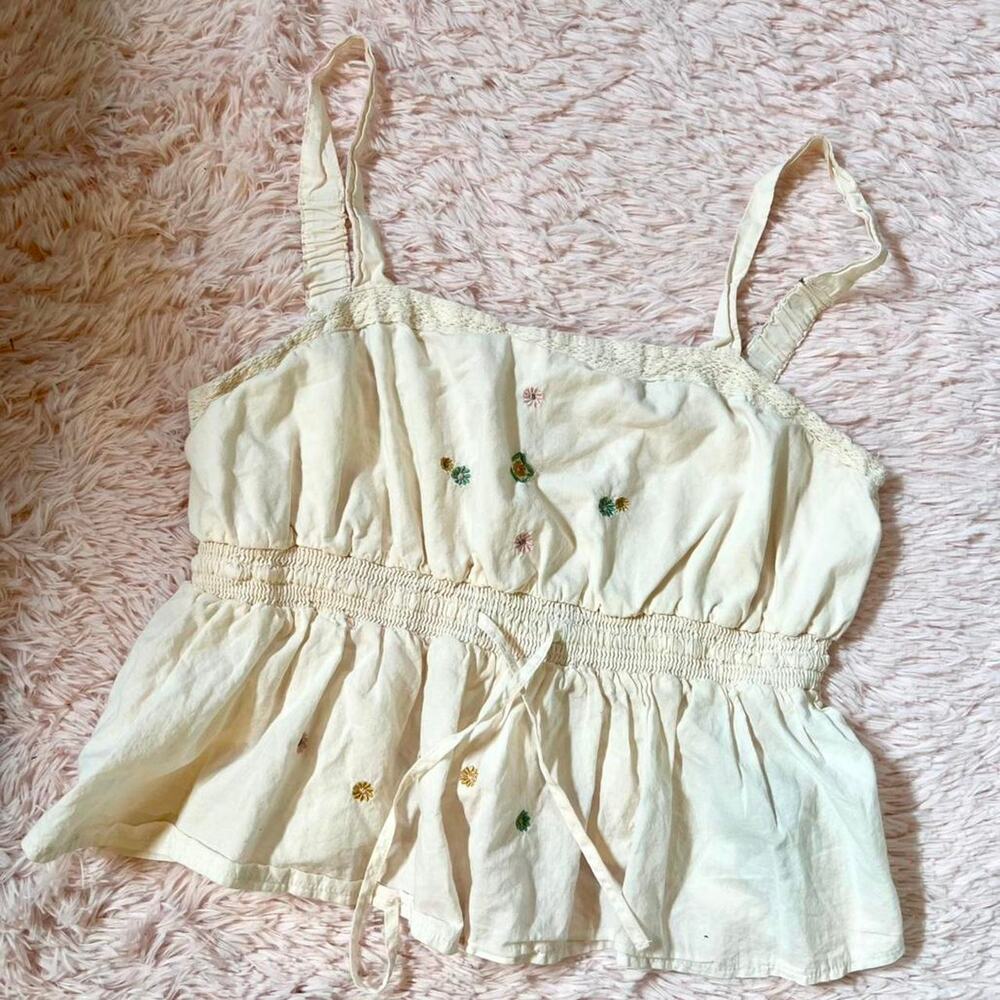 Celebrity‎ Pink Babydoll Embroidered Cottage Fairy Core Lace Twee Flirty Top